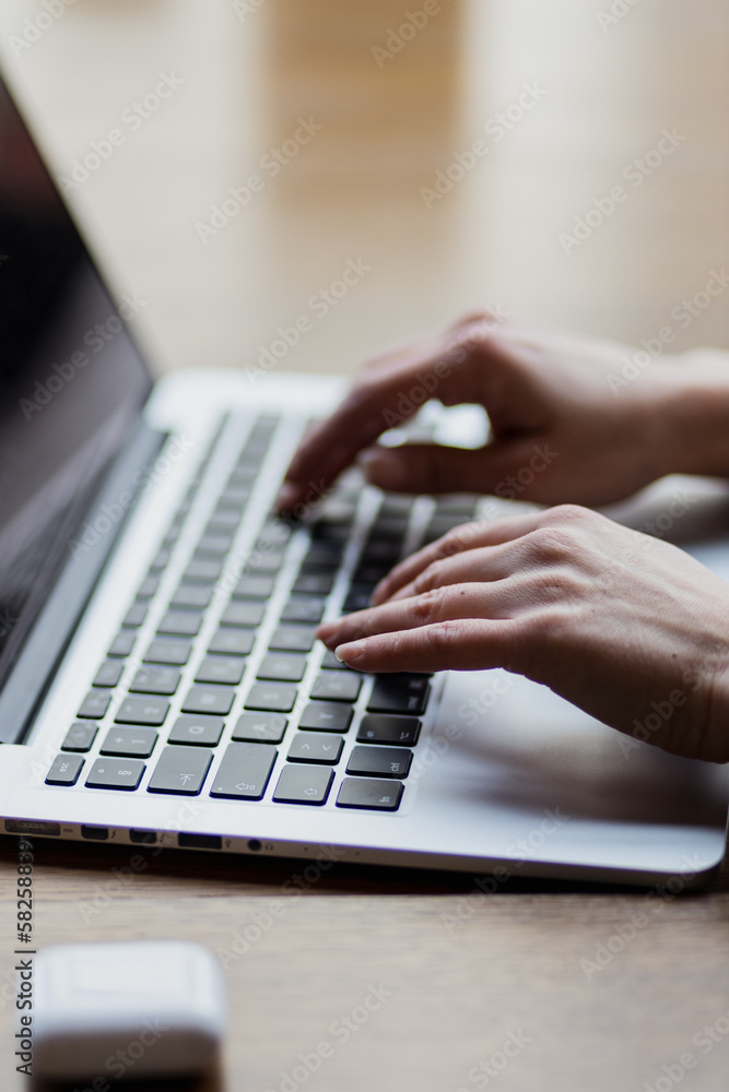 Female hands on keyboard typing Female hands on keyboard typing