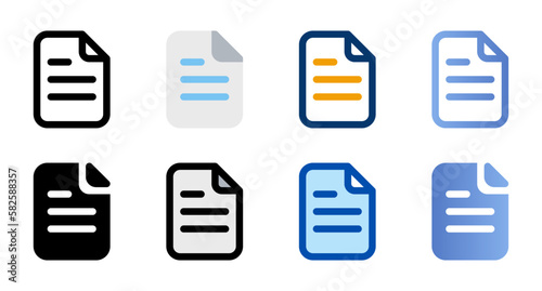 Document icons in different style. Document icons. Different style icons set. Vector illustration