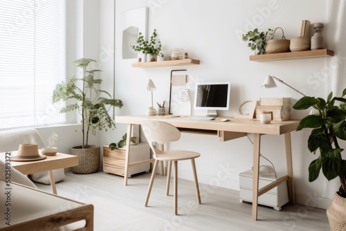 Minimalist Home Office Setup for Creativity and Productivity - Generative AI © Ferhat