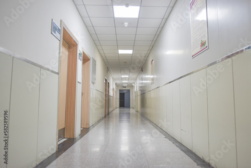 At night, the quiet hospital corridor