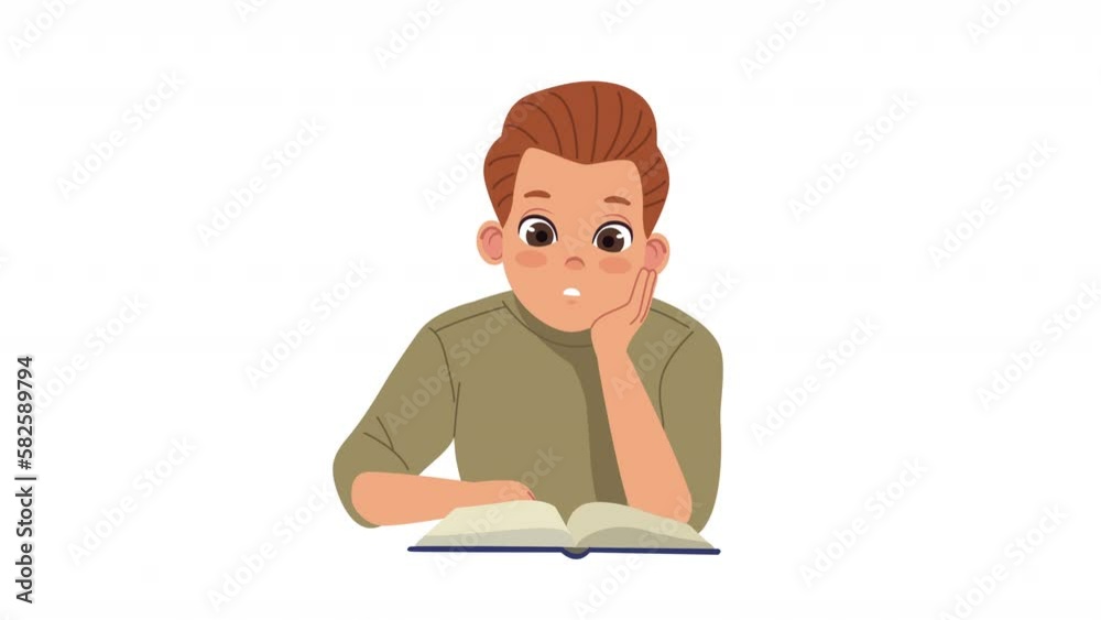 young blond man writing character animation young blond man writing character animation