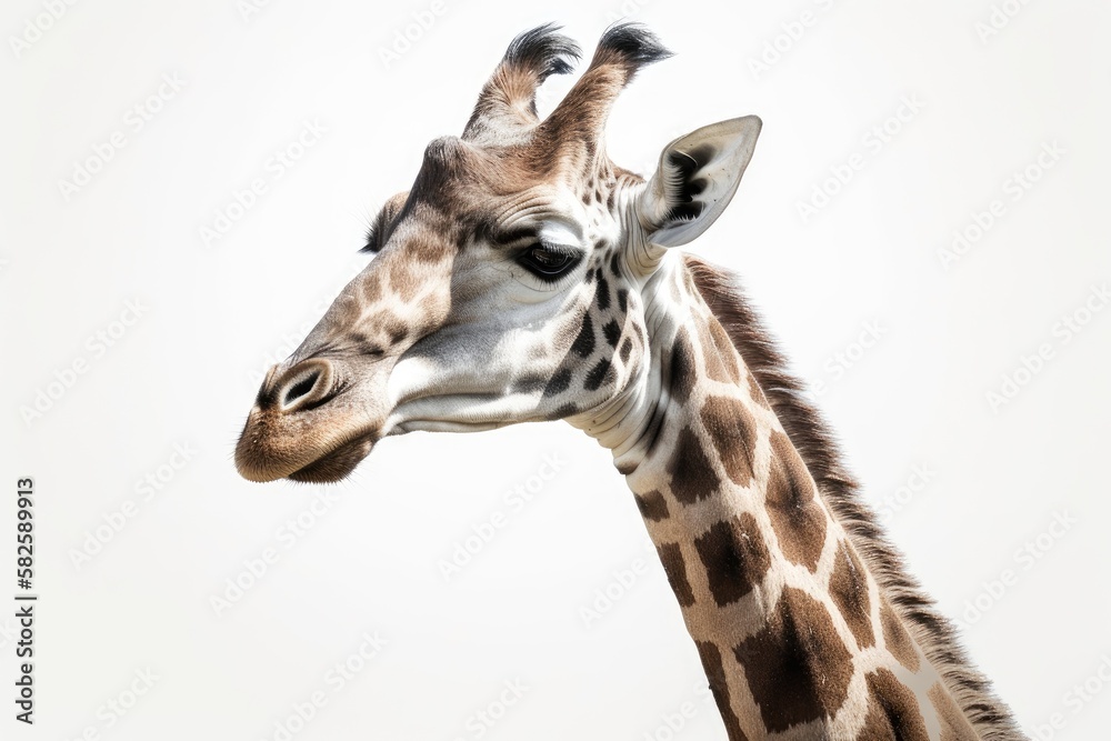isolated giraffe on a white background. Generative AI isolated giraffe on a white background. Generative AI