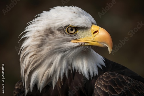 Close up of an American Bald Eagle. Generative AI