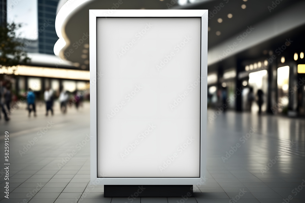 Empty white billboard digital sign poster mockup on outdoor luxury shopping mall for advertising, marketing, template Empty white billboard digital sign poster mockup on outdoor luxury shopping mall for advertising, marketing, template