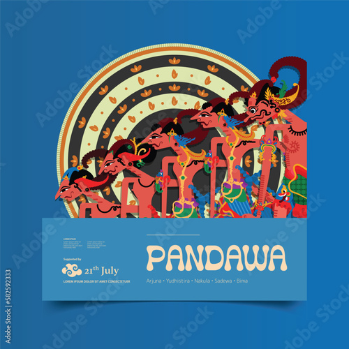 Pandawa wayang shadow puppetry design illustration flat design idea