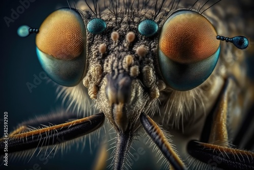 Macro, closeup shot of a mosquito. Head closeup. Generative AI © MVProductions