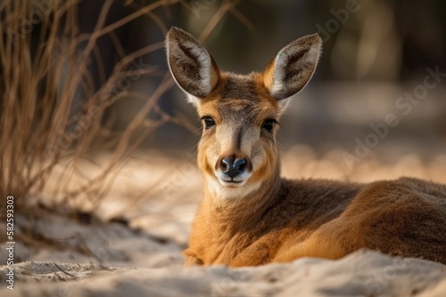On the sand is an antelope. Generative AI © AkuAku