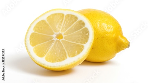 Lemon fruit sliced on a white background