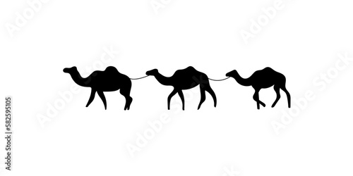 Camel caravan minimalist vector decoration