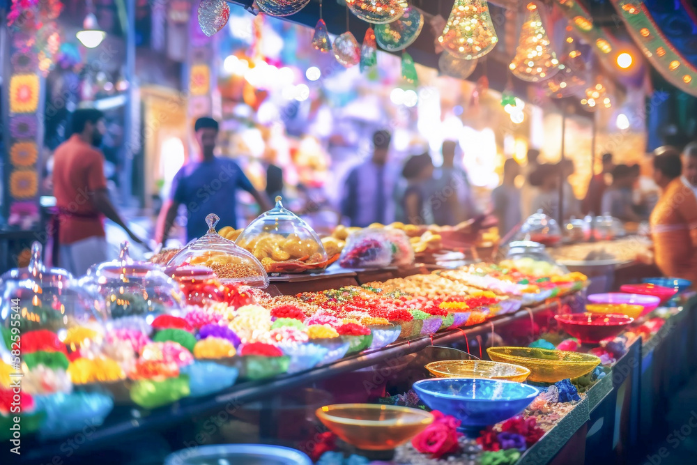 A food stall at a night market in new delhi made with generative AI