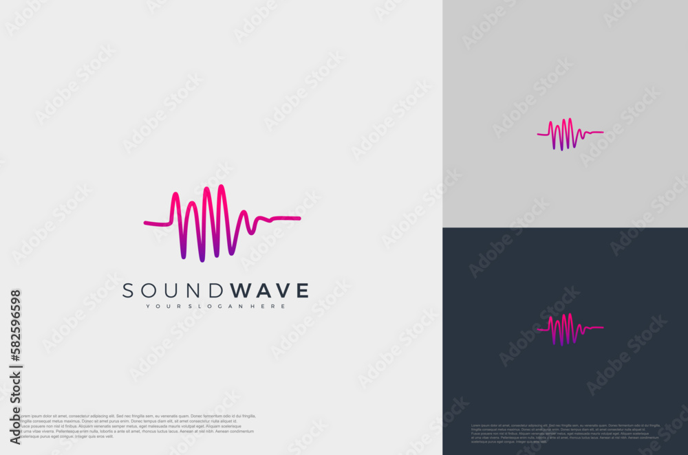 Audio beat icon illustration concept logo template flat style. Voice equalizer idea. Modern creative vector
