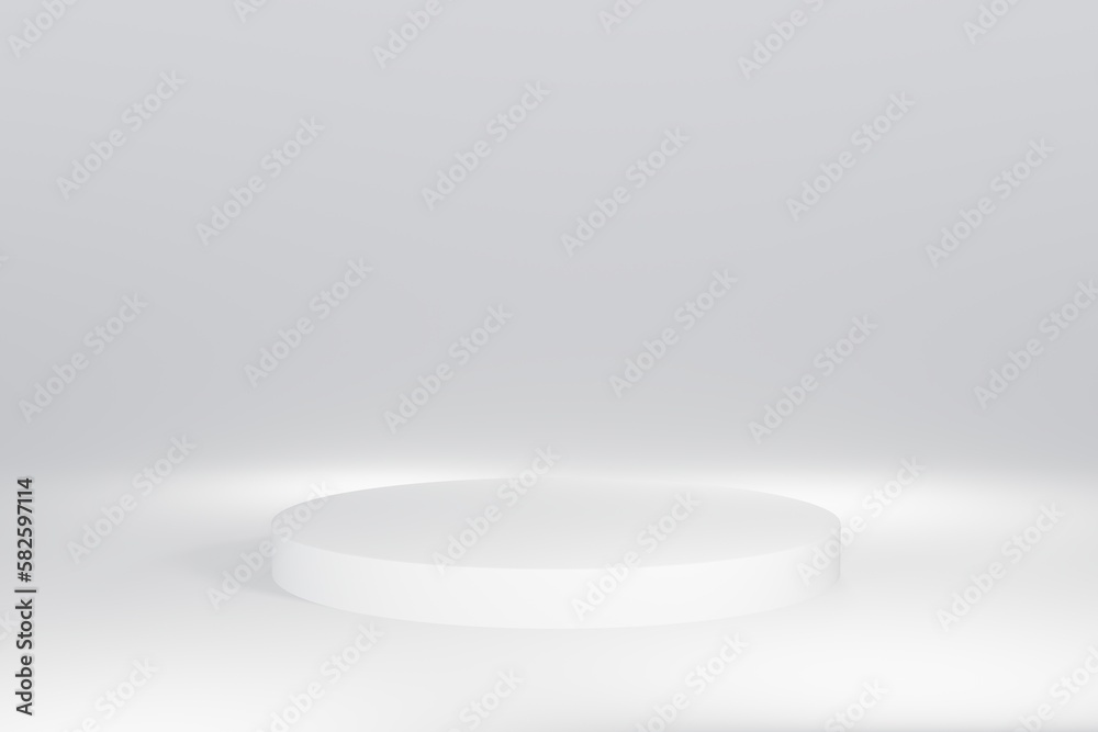White round podium on a white background. 3d rendering, 3d illustration. White round podium on a white background. 3d rendering, 3d illustration.