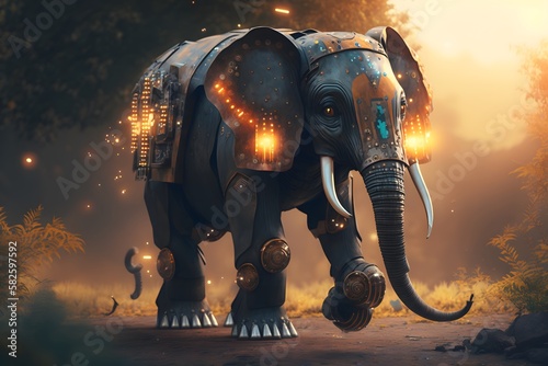 cyborg Elephant created using AI Generative Technology