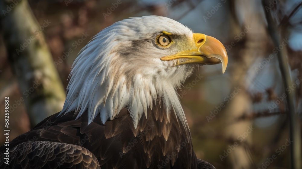 Eagle Bird in the Wilderness Closeup. Generative AI. Eagle Bird in the Wilderness Closeup. Generative AI.