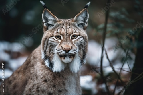 Lynx strolls at the Opole  Poland  zoo. Generative AI