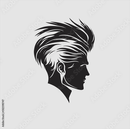 illustration of male hairstyle icon, male face logo for male hair salon business design