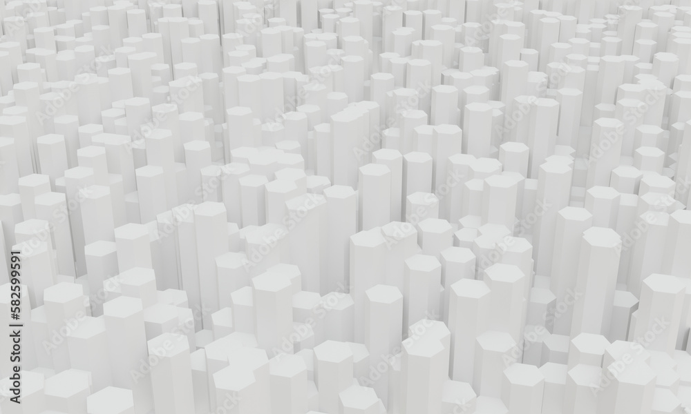 3D abstract white hexagon background.