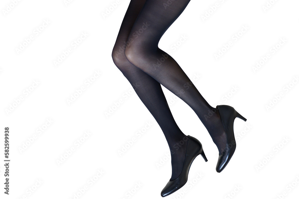 黒いストッキングとパンプスを履いた脚 黒いストッキングとパンプスを履いた脚