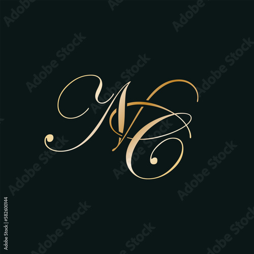 NC monogram logo design. Letters N and C emblem logotype. Elegant monogram template.