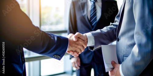 business people shaking hands in the office, generative AI