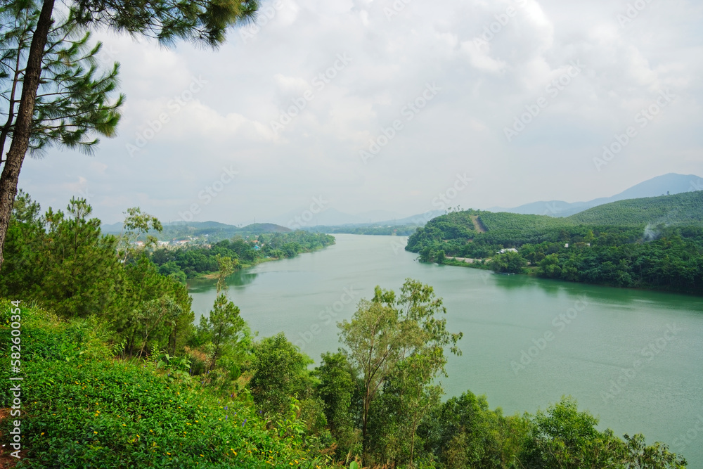 View of Perfume River from Vong Canh Hill in Hue, Vietnam
