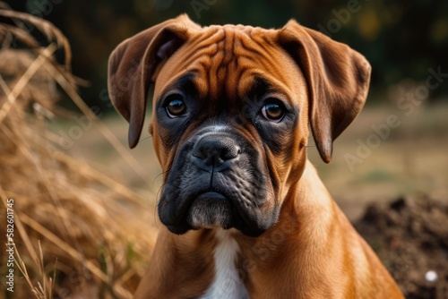 A nice brown boxer puppy photo. Generative AI © AkuAku