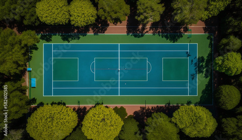 Green tennis ball on grass field outdoors ,generative AI