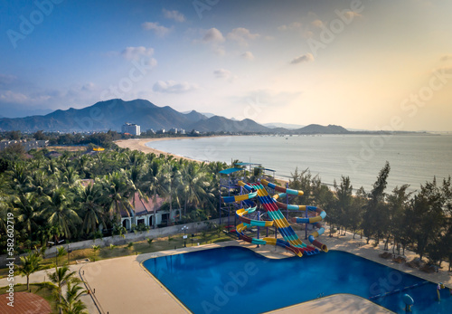 Swimming pool at 4-star TTC Resort at Ninh Chu Beach, Van Hai Ward, Son Hai, Phan Rang-Thap Cham, Ninh Thuan, Vietnam © Quang