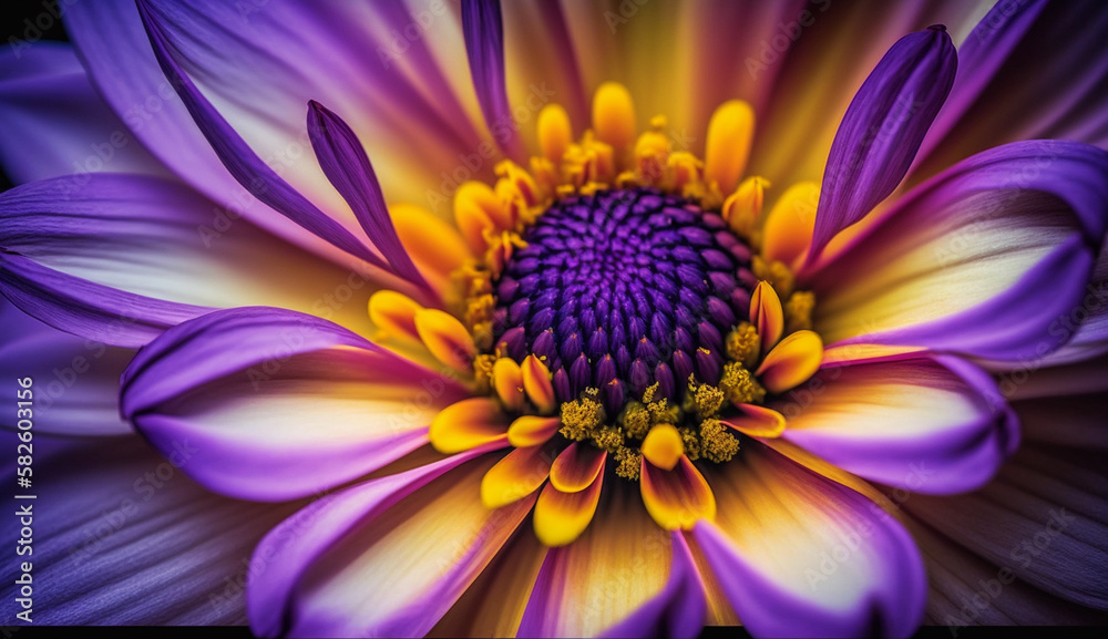 Obraz premium Close up of vibrant purple flower head beauty ,generative AI