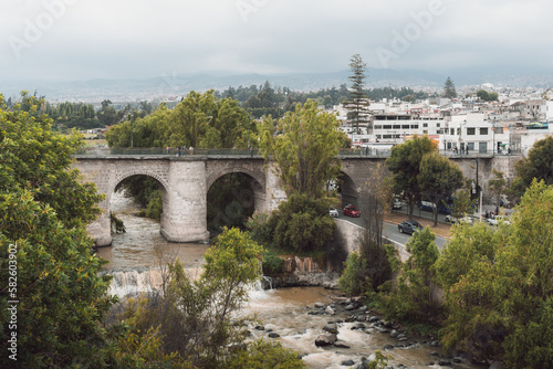 View of the beautiful Bolognesi Bridge in Arequipa
