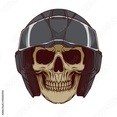 skull with helmet motorgang photo
