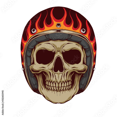 skull with helmet motorgang photo