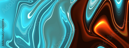 Smooth chocolate blue liquid marble texture background. Abstract colorful liquid oil marble picture with glowing effect. Luxurious colorful liquid marble surfaces design.  