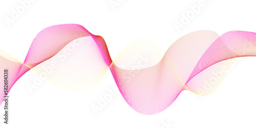 Abstract pink, yellow wave lines on transparent background. Digital frequency track equalizer. Abstract frequency sound wave lines and twisted curve lines background.