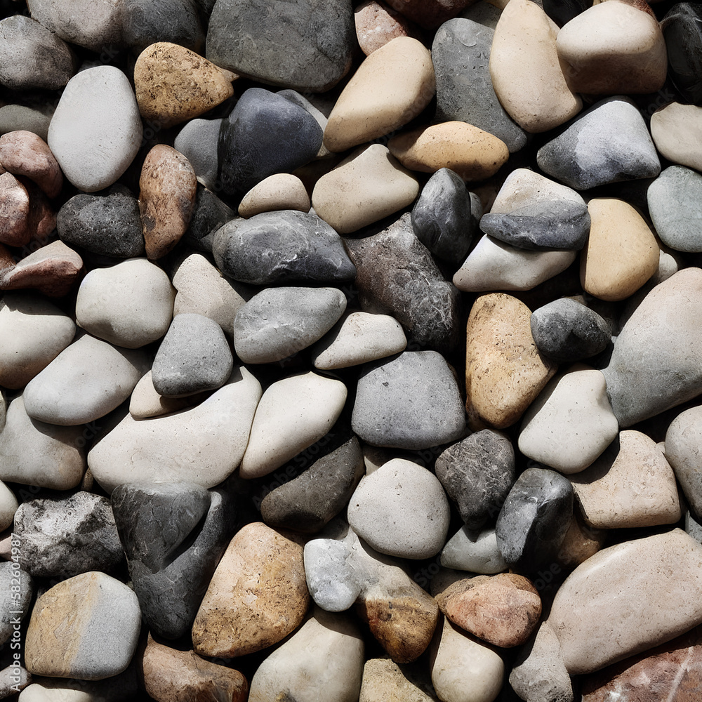 Generative illustration of abstract background pebbles, top view. Generative illustration of abstract background pebbles, top view.