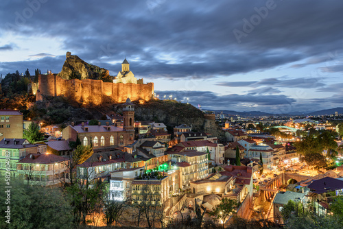 Awesome evening view of Old Town of Tbilisi, Georgia