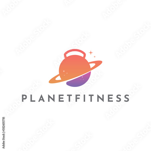 planet fitness logo design gradient vector template