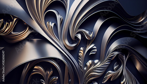 navy and silver  abstract organic background wallpaper design  Generative AI