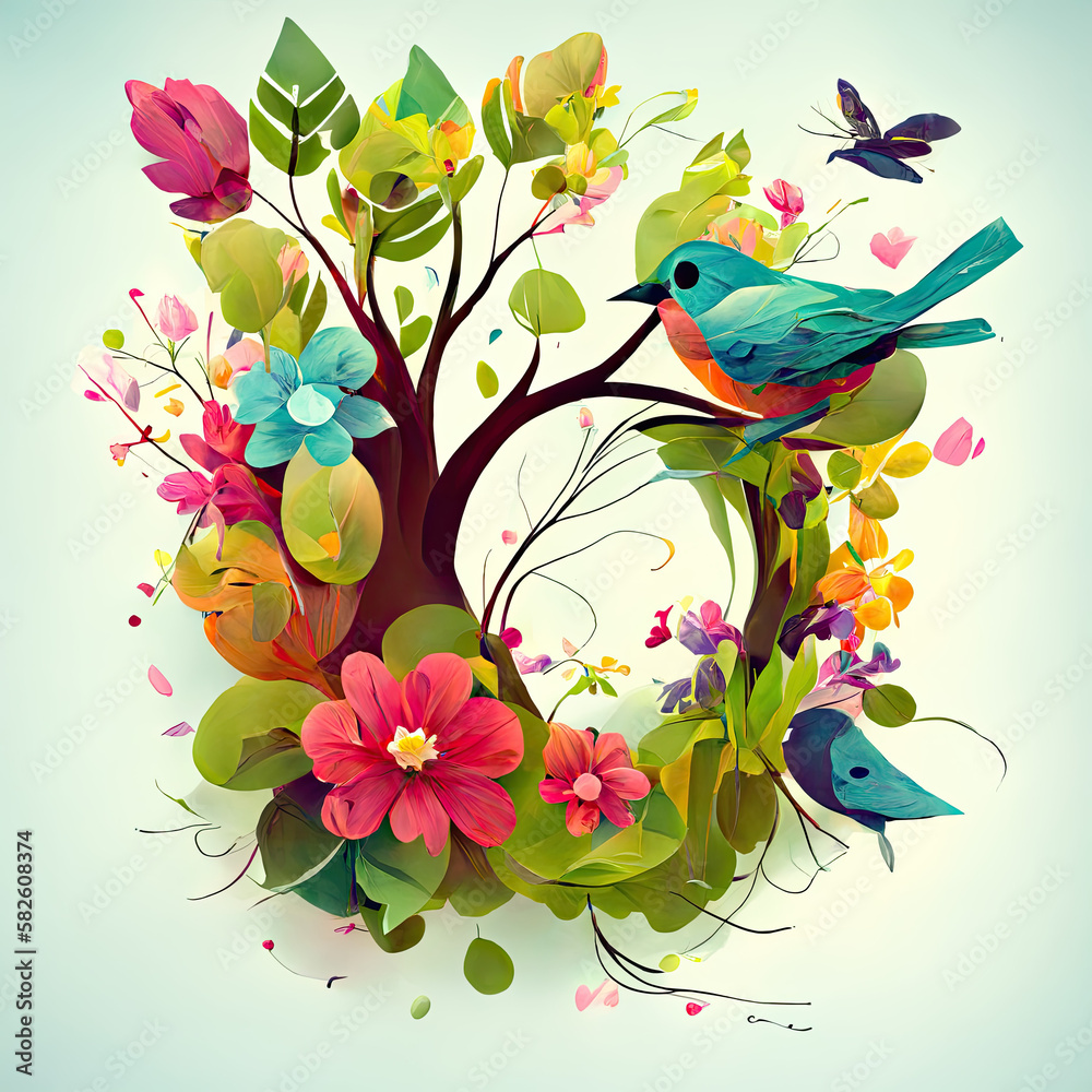 Spring Floral Background, AI Generated Vector Image