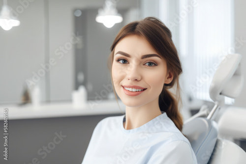 Detail-Oriented Female Dentist with Meticulous Attention to Oral Hygiene and Patient Satisfaction, generative ai