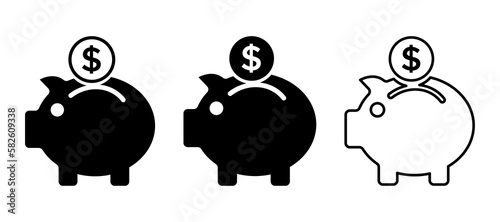 Piggybank vector icons set