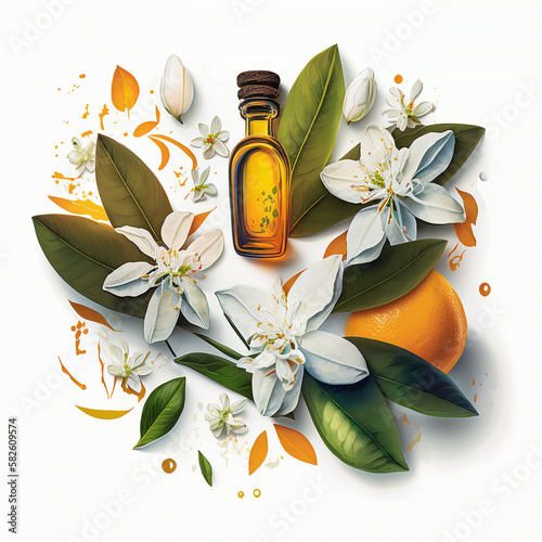 Ai generate photo illustration of neroli essential oil produced from blossom of bitter photo