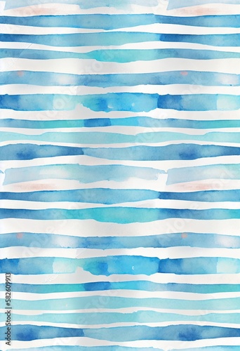 Seamless abstract background with marine theme - AI generated watercolor striped pattern. 