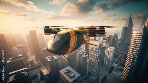 Fotografiet Soaring into the Future: A Vision of Urban Air Mobility and City Air Taxis in a