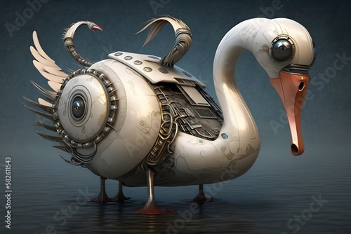 robot swan created using AI Generative Technology