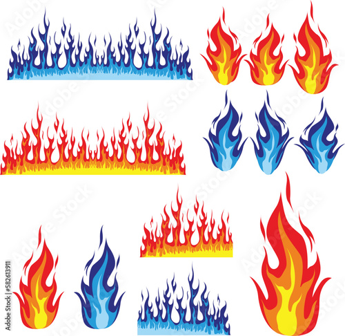 set of fire flames