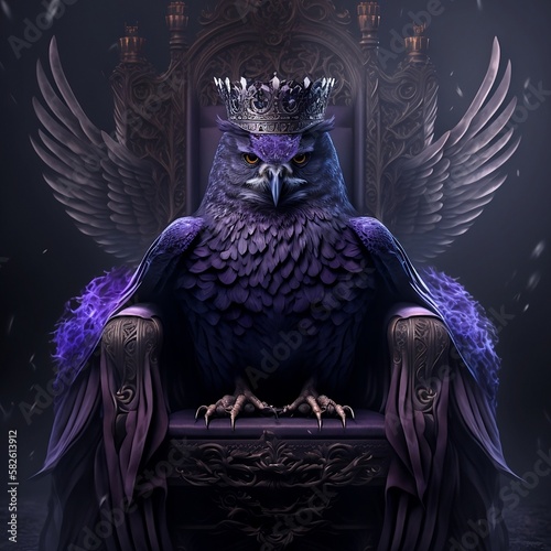 Owl King Sitting on a Throne Generative AI