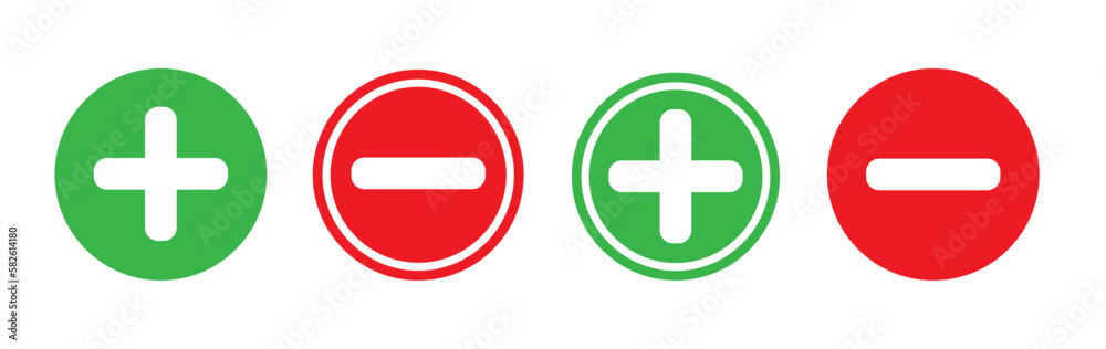 Plus and minus vector icons set Plus and minus vector icons set