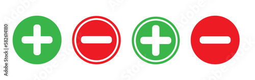 Plus and minus vector icons set