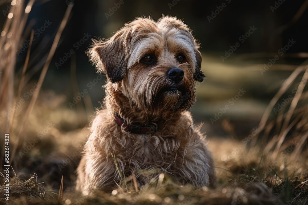 Canine outside on grass. Generative AI Canine outside on grass. Generative AI